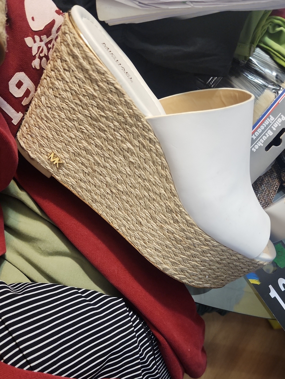 Michael Kors White Braided Espadrille Wedge Mule...size 10 - Picture 1 of 5